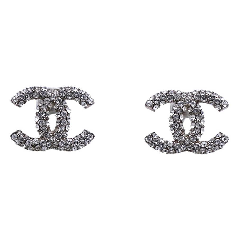 CHANEL Silver Logo Earrings